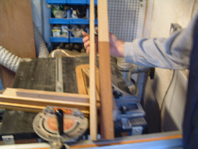 This picture shows me sawing segments.