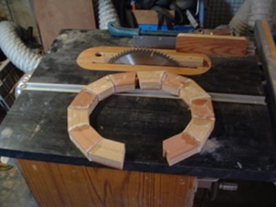 This picture shows the half circles glued.