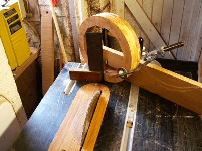 This shows how I clamp the 3 segmented rings to the backing board.